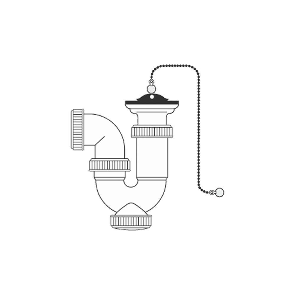 Sifão curvo extensivel 1 1/2  com corrente e tampa de borracha plastico pvc