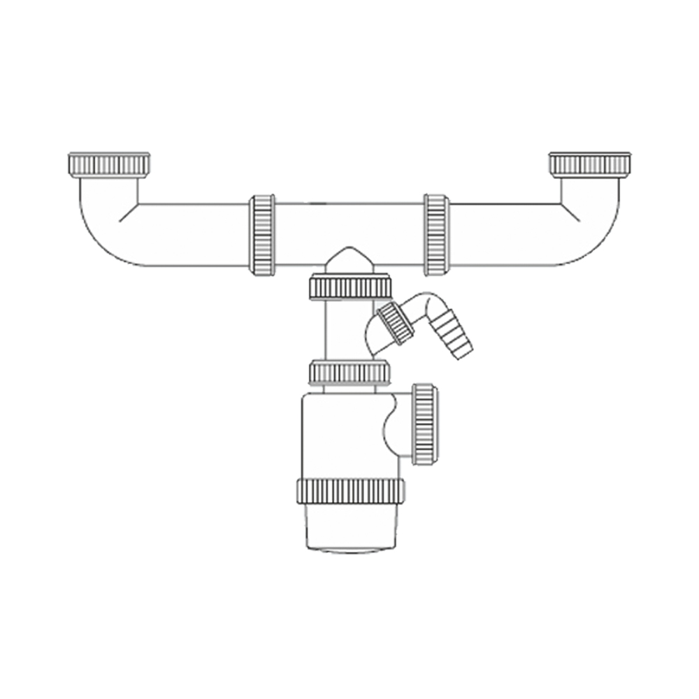 Sifão duplo garrafa extensivel com tomada para lava-louça