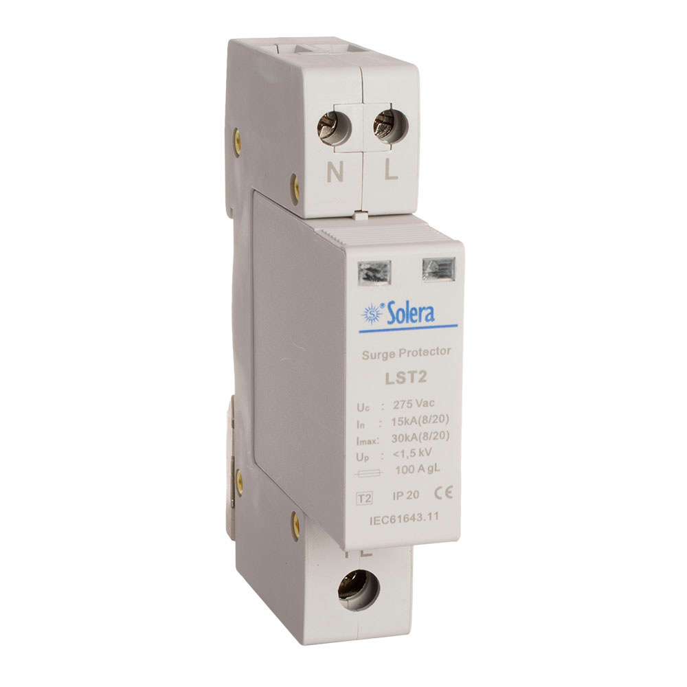 Protetor sobretensão 1p+n 30ka 275v temporário 1 módulo solera (retractilado) lst2
