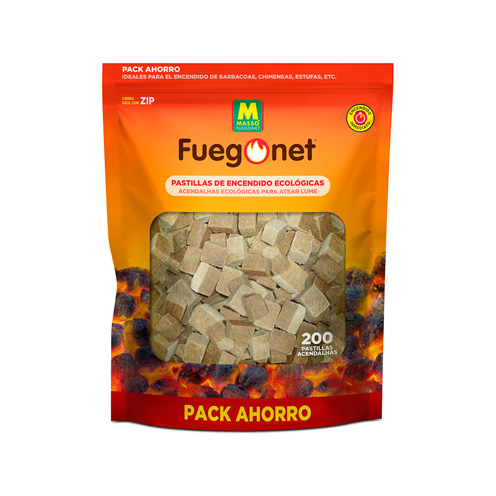 200 pcs acendalhas ecologicas fuegonet 231281n masso
