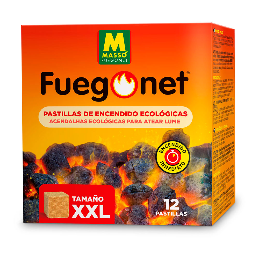 12 unid acendalhas ecologicas fuegonet masso