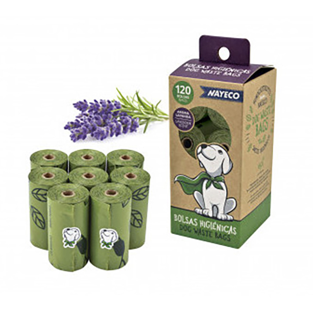 Pack 8 rolos de sacos higienicos aroma lavanda nayeco