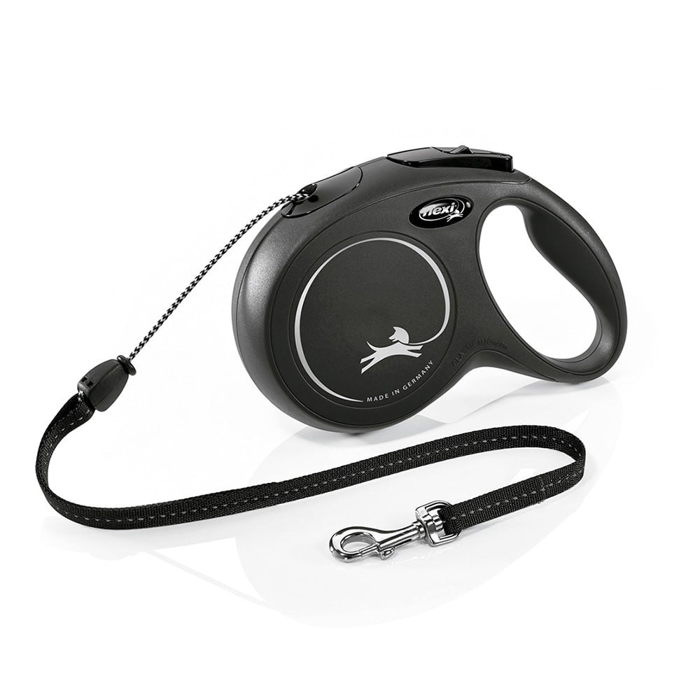 Coleira extensivel flexi classic  m  cordão 8m até 20kg preto nayeco