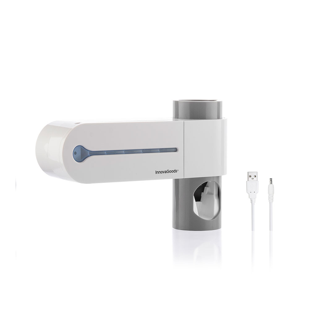Esterilizador uv de escovas de dentes com suporte e doseador de pasta de dentes smiluv innovagoods