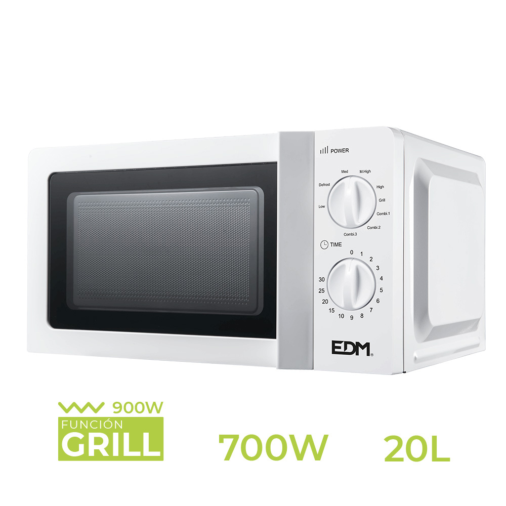 *ult.unidades* s.of. microondas 20 l 700w com grill 45x32x23 5cm edm
