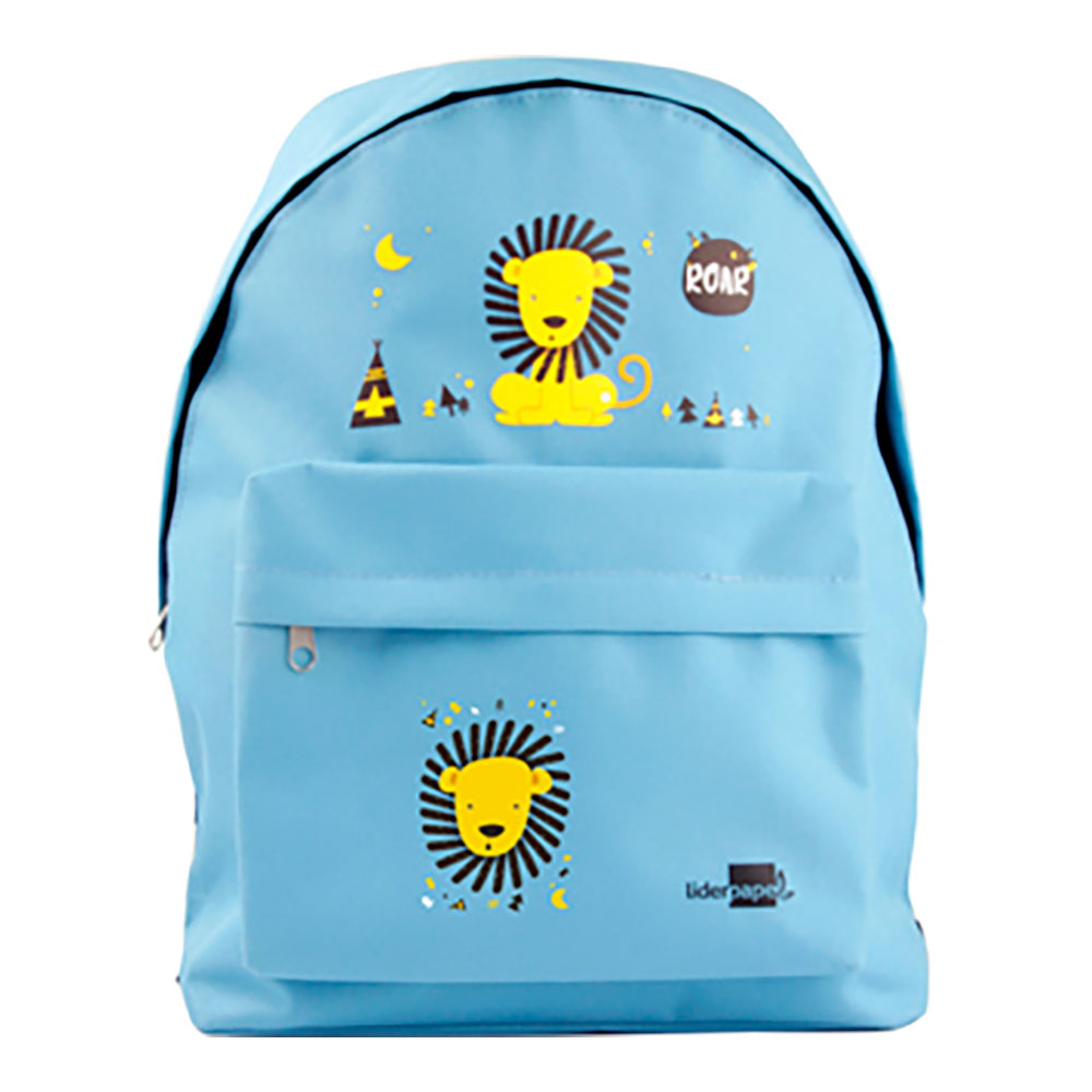 Ult. unidades mochila liderpapel modelo leão azul celeste 38x28x12cm
