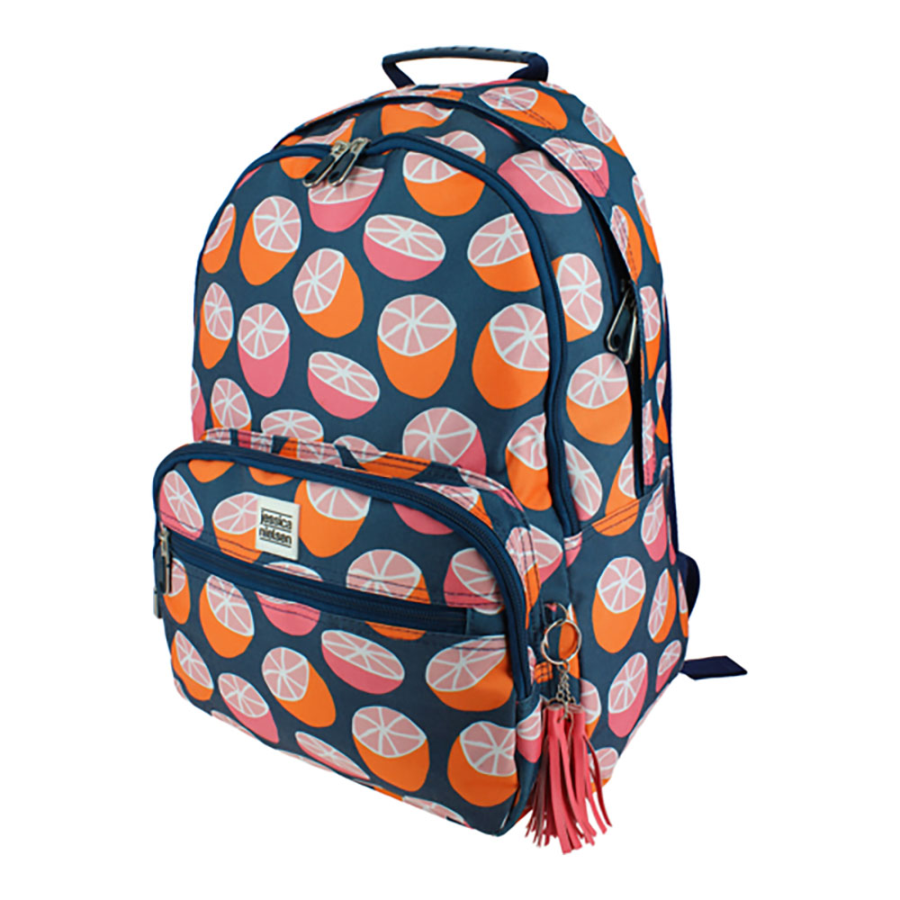 Mochila jessica nielsen 19 citricos laranja-azul