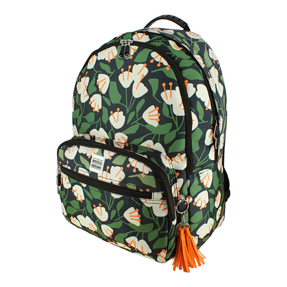 *ult.unidades* mochila jessica nielsen 19 flores creme verde