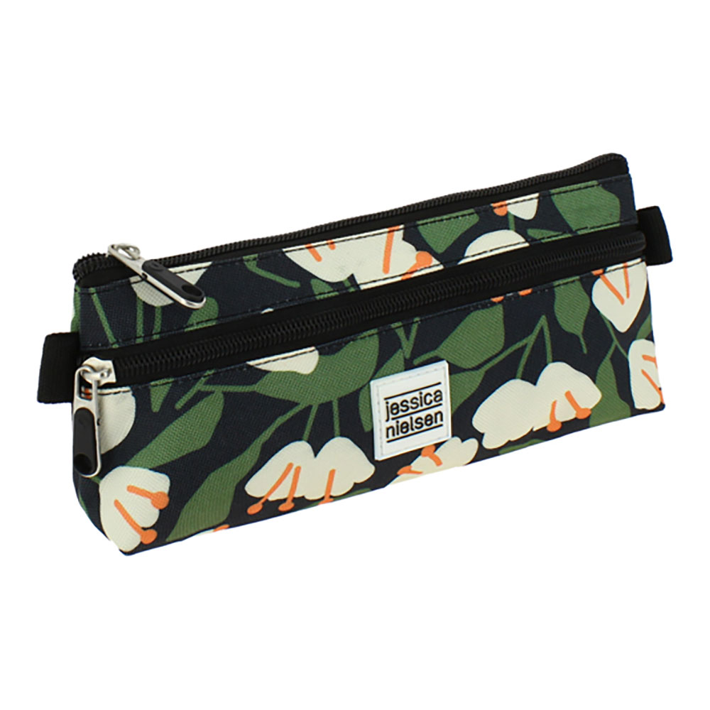 Estojo jessica nielsen 19 flores verde-creme