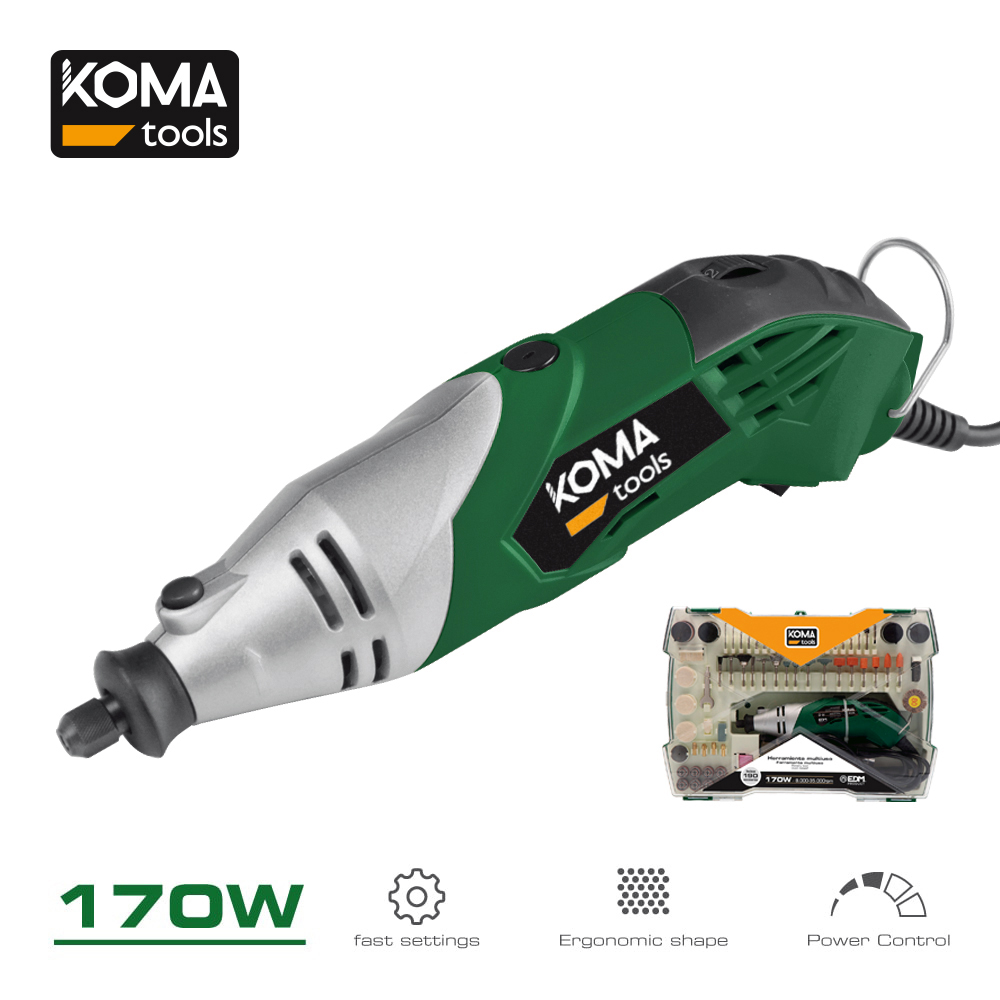 Mini ferramenta multiúsos rotativa 170w + 41 tipos de acessórios (190 peças em total) 23 5x7cm koma tools