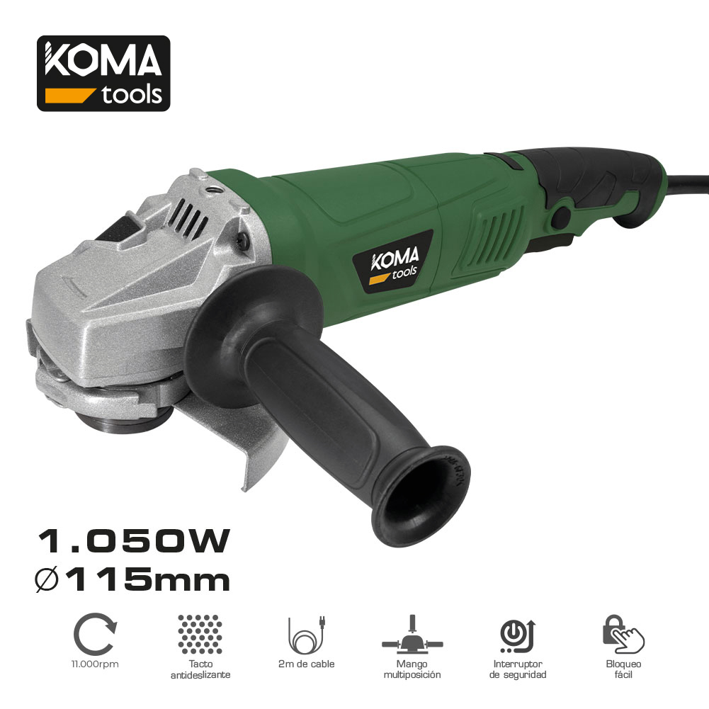Rebarbadora eletrica 1050w ø115mm 22 8x35 5mm koma tools