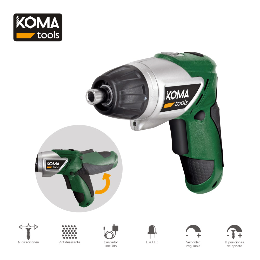 Aparafusador a bateria reversivel 3 6v litio 1300ma 17 5x14 8cm koma tools