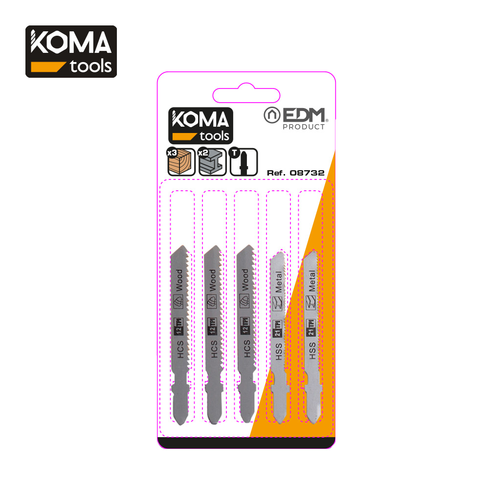 Set 5 laminas para 08705 -- 08754 koma tools