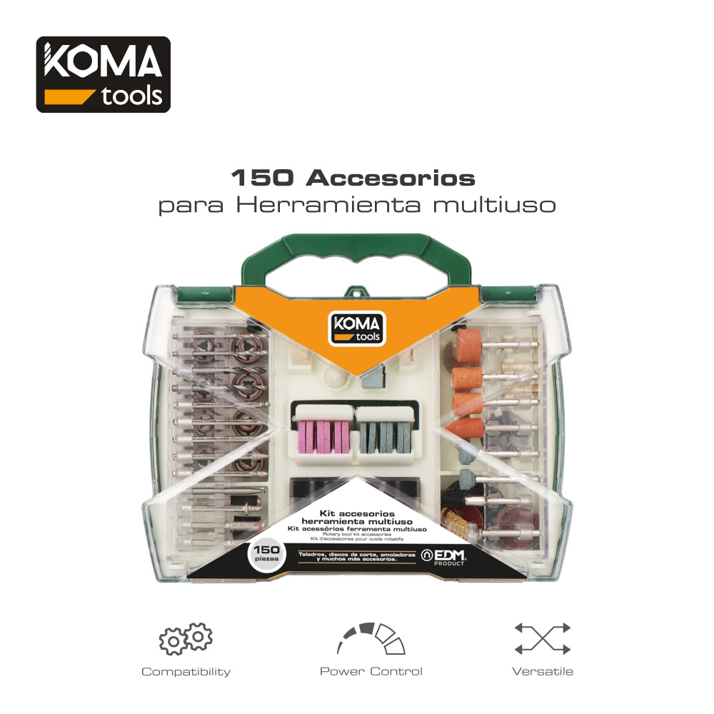 Set de150 acessorios para 08709 koma tools