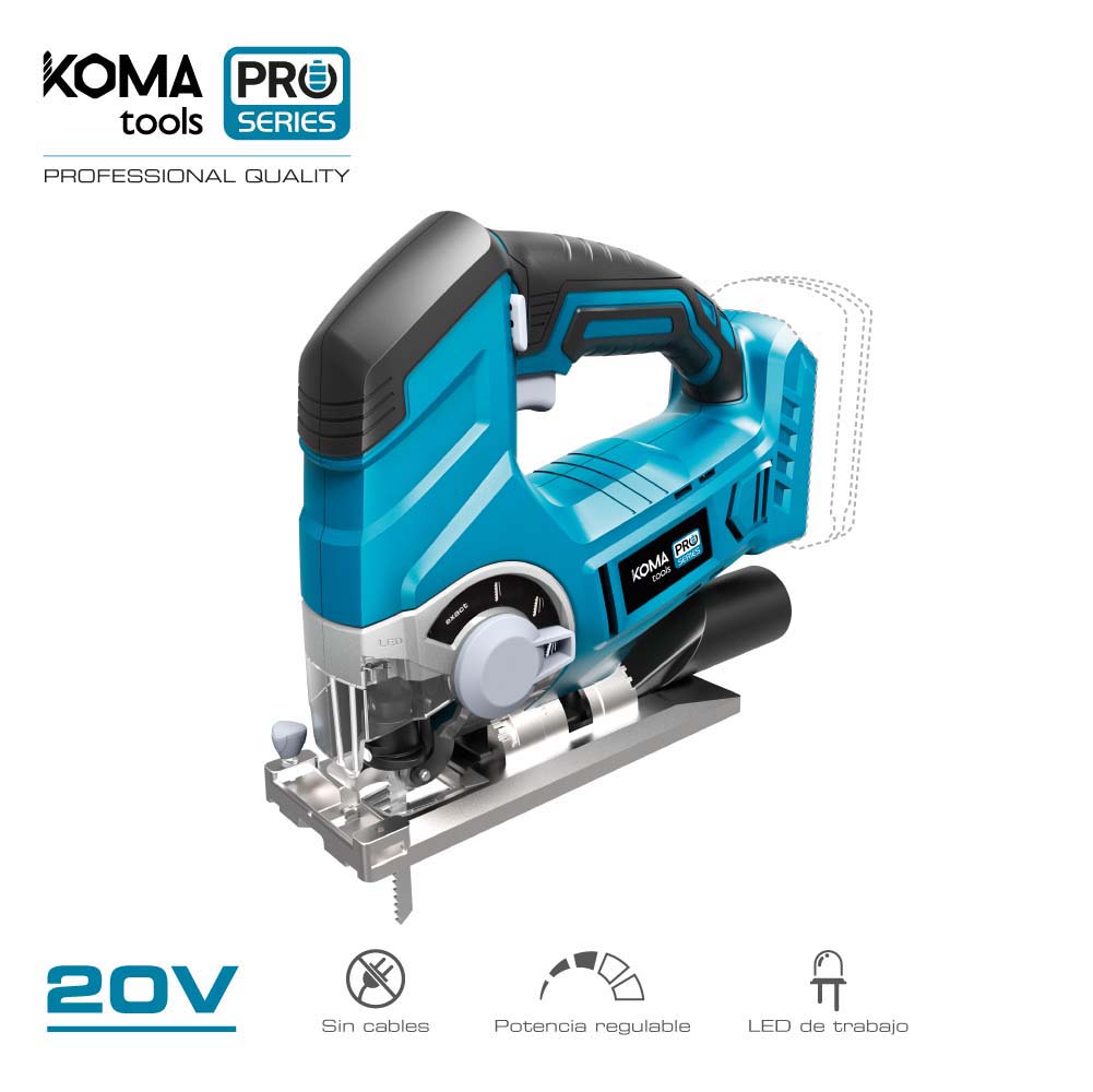 Serra tico-tico 20v (sem bateria e carregador) 23x21 5cm koma tools pro series battery