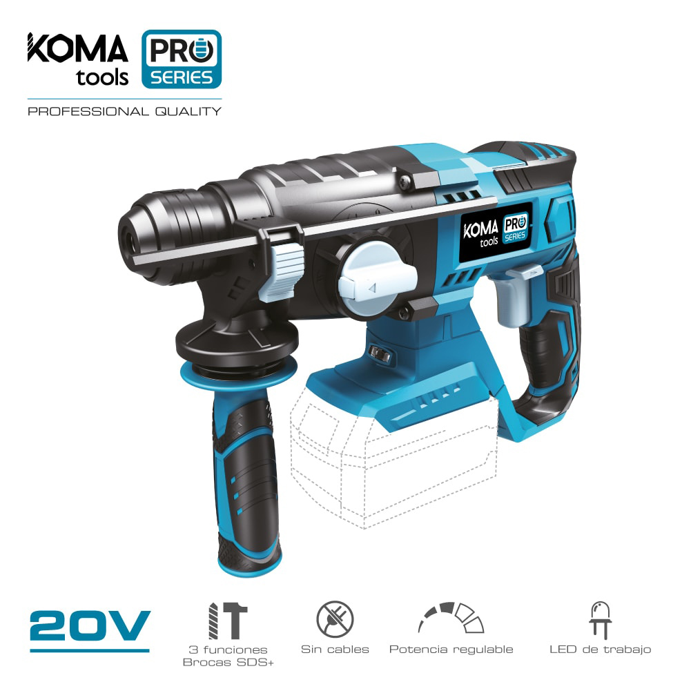 Martelo percutor 20v (sem bateria e carregador) 30x19 5cm koma tools pro series battery