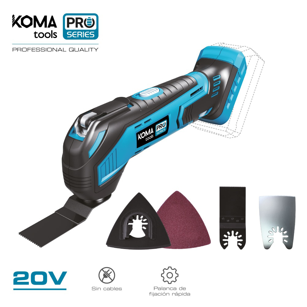 Multi-ferramenta 20v (sem bateria e carregador) 31 3x11cm koma tools pro series battery