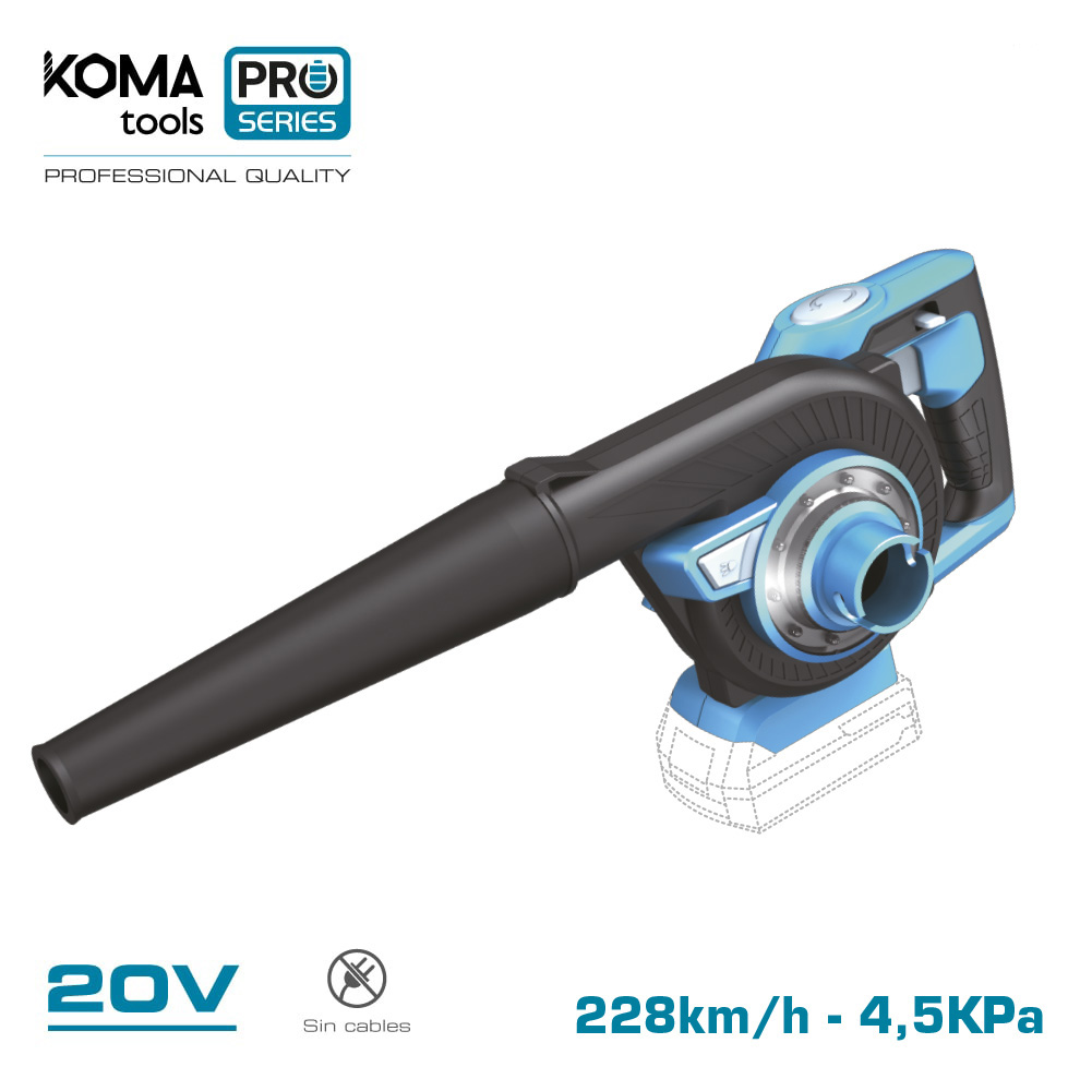 Aspirador soprador 20v (sem bateria e carregador) 97x93cm koma tools pro series battery