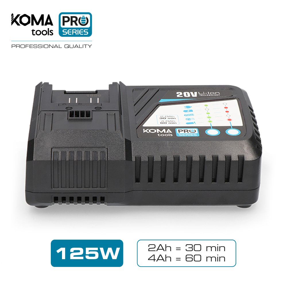 Carregador rapido bateria 125w koma tools pro series battery