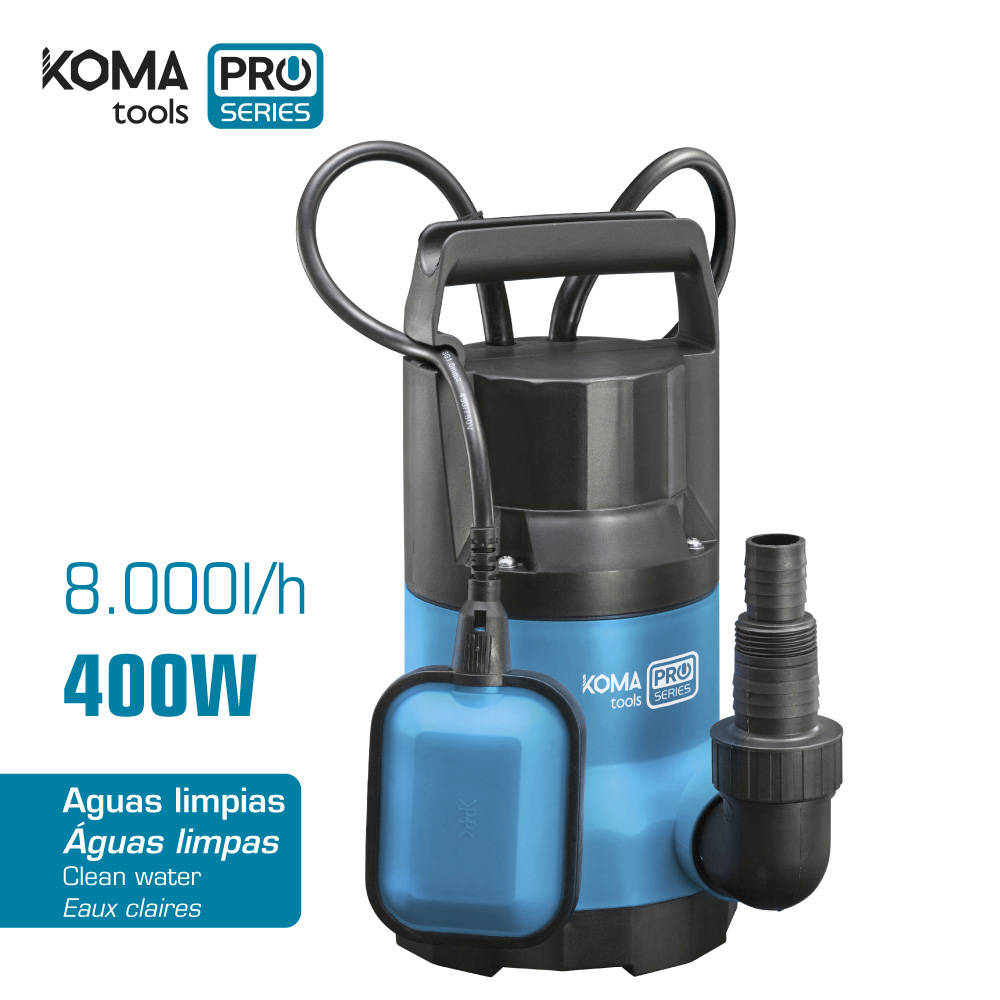 Bomba para extração de água limpa 400w 17x30cm koma tools