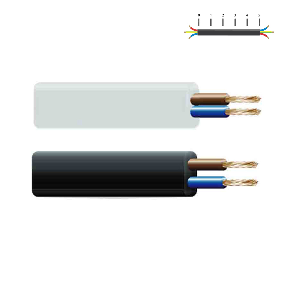 Cabo plano 2x1 5mm branco (áudio) flexível h05 vv-f (áudio) euro/mts