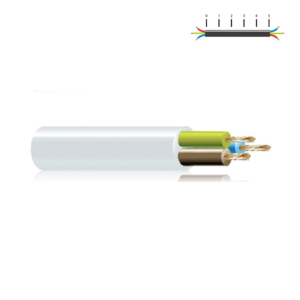 Cabo tubular h 05 vv-f 3x1 5mm branca euro/mts