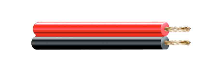 Cabo paralelo vermelho e preto 2x0 75mm  áudio  euro/mts (bobina pequena ø180x60mm)