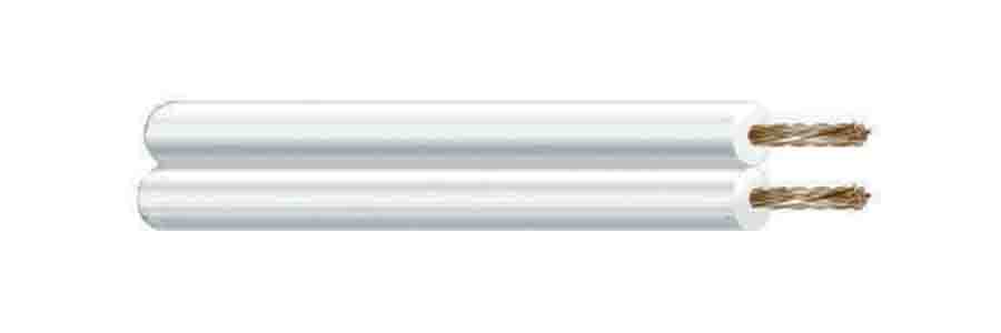 Cabo paralelo 2x1 5mm branco  áudio  euro/mts (bobina pequena ø200x80mm)