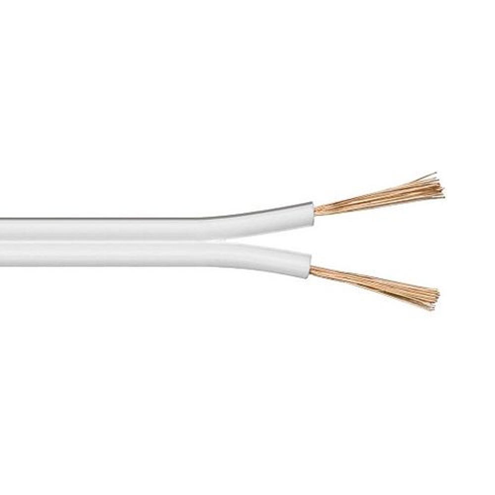 Cabo paralelo branco e cinza 2x1 5mm  áudio  euro/mts (bobina pequena ø200x80mm)