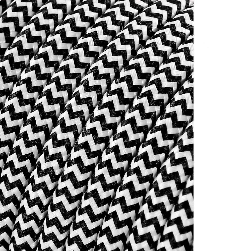 Cabo cordão tubular 2x0 75mm listrado branco e preto 5m euro/m