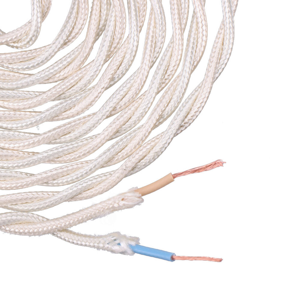 Cabo têxtil trançado 2x0 75mm c-15 seda bege 5m
