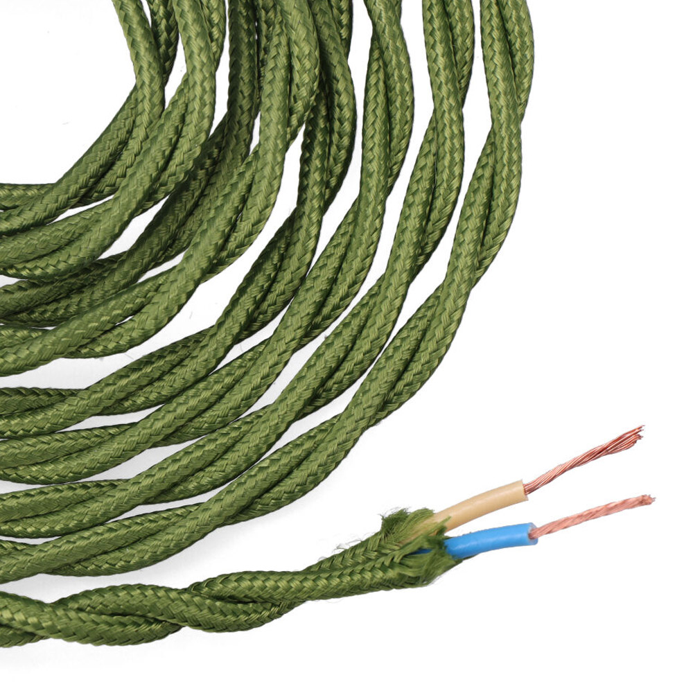 Cabo têxtil trançado 2x0 75mm c18 verde seda 5m