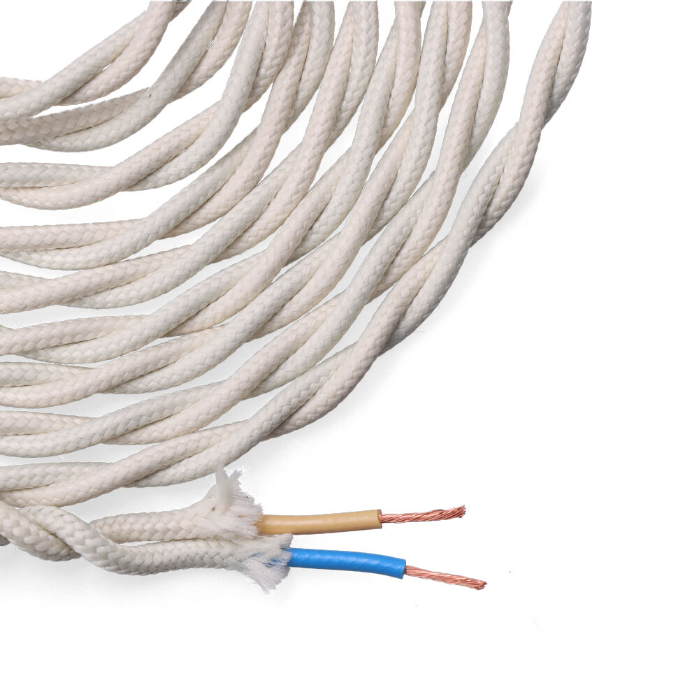 Cabo têxtil trançado 2x0 75mm algodão 5m