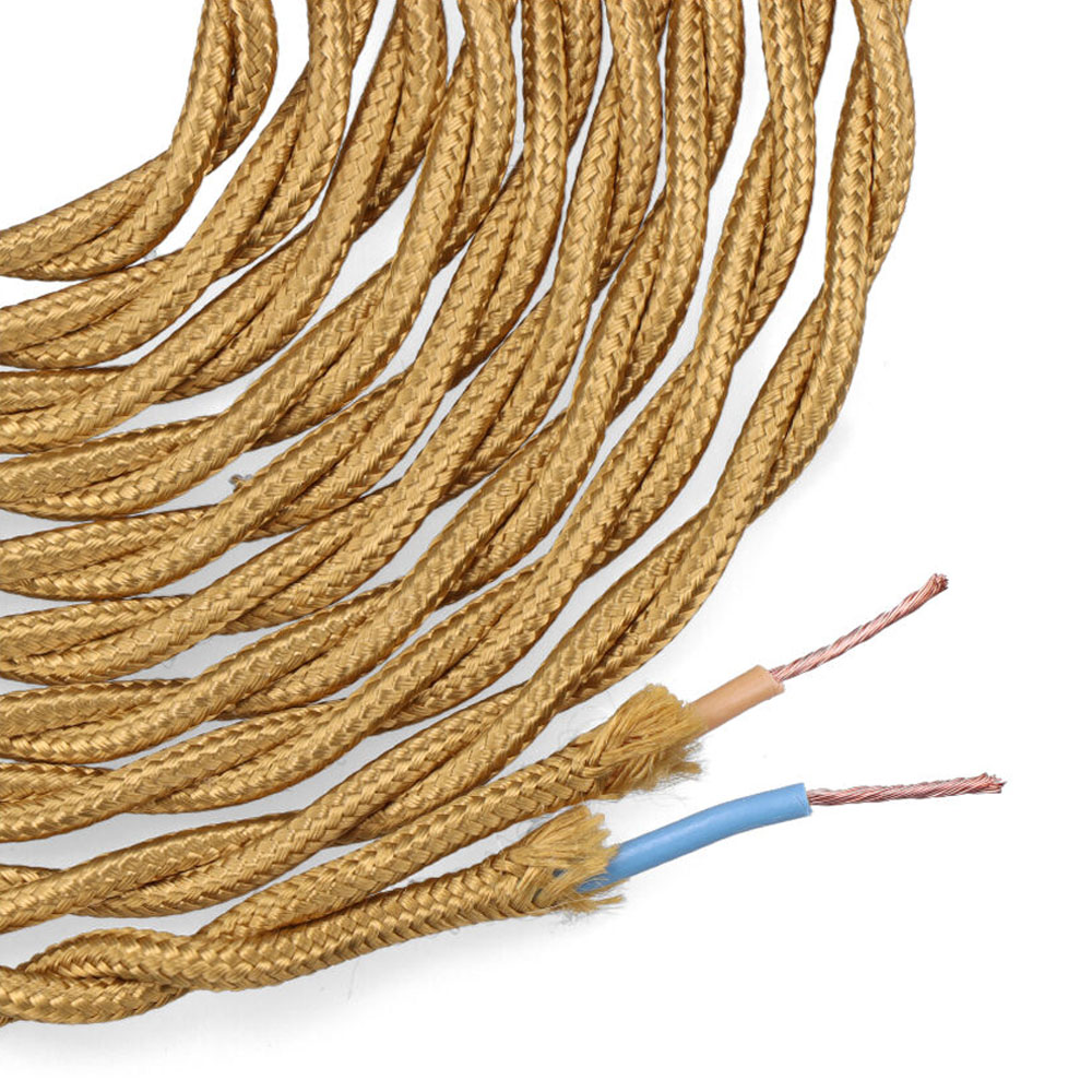 Cabo têxtil trançado 2x0 75mm c45 ouro opaco 5m