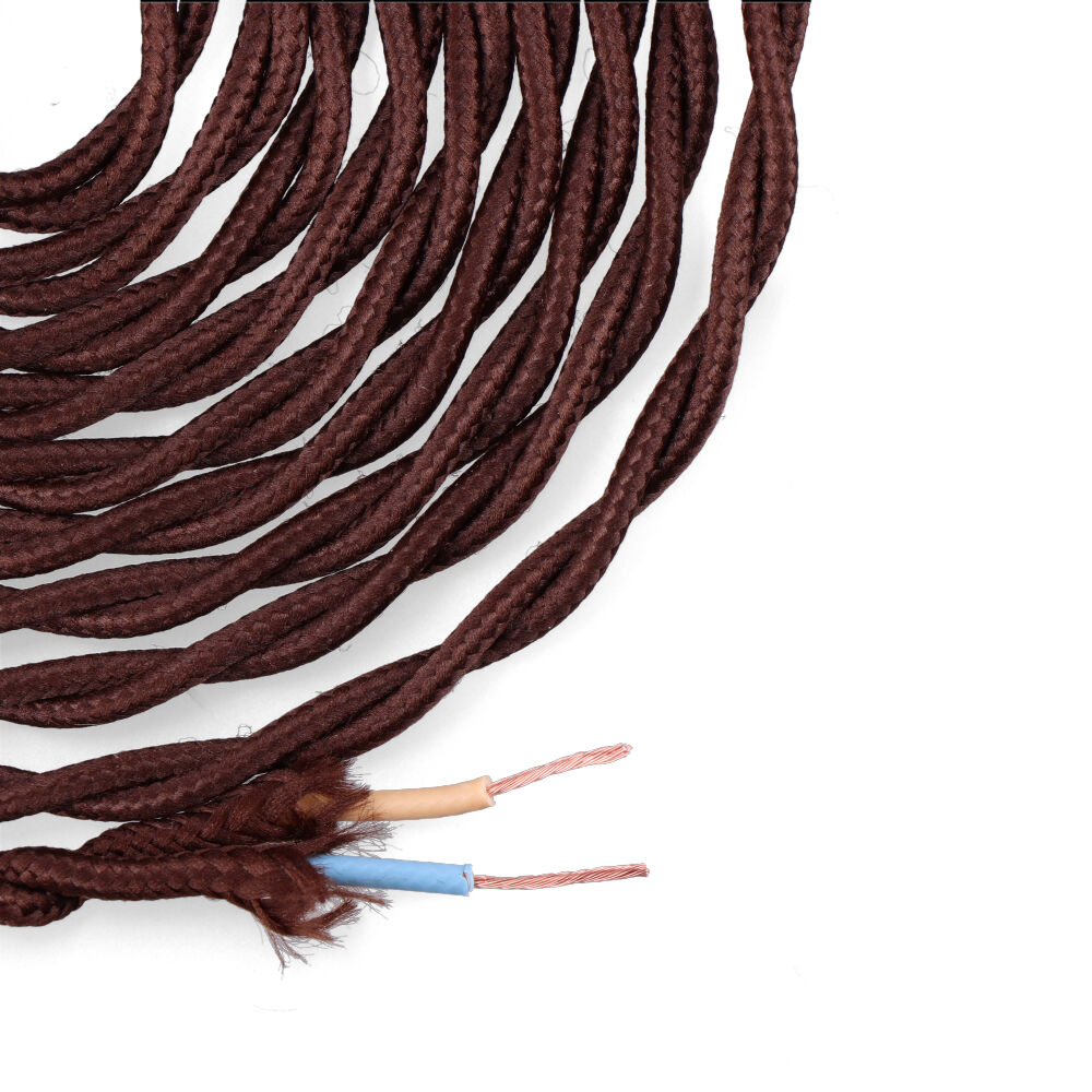 Cabo têxtil trançado 2x0 75mm c20 castanho 5m