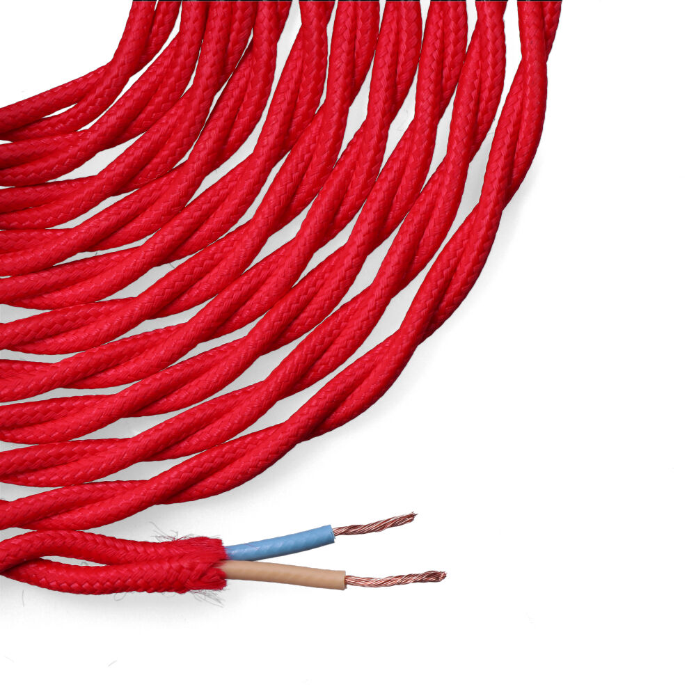 Cabo têxtil trançado 2x0 75mm c62 vermelho 5m