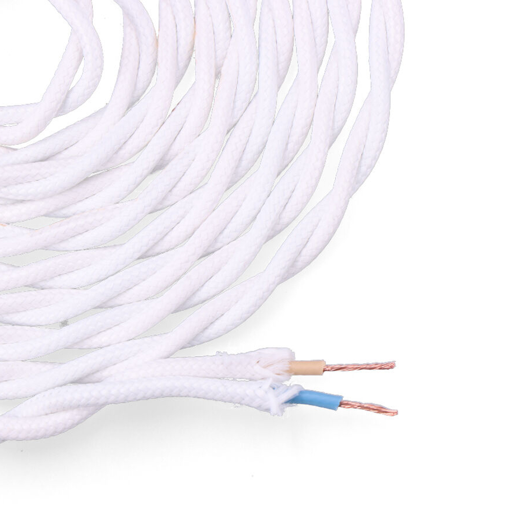 Cabo têxtil trançado 2x0 75mm branco 5m