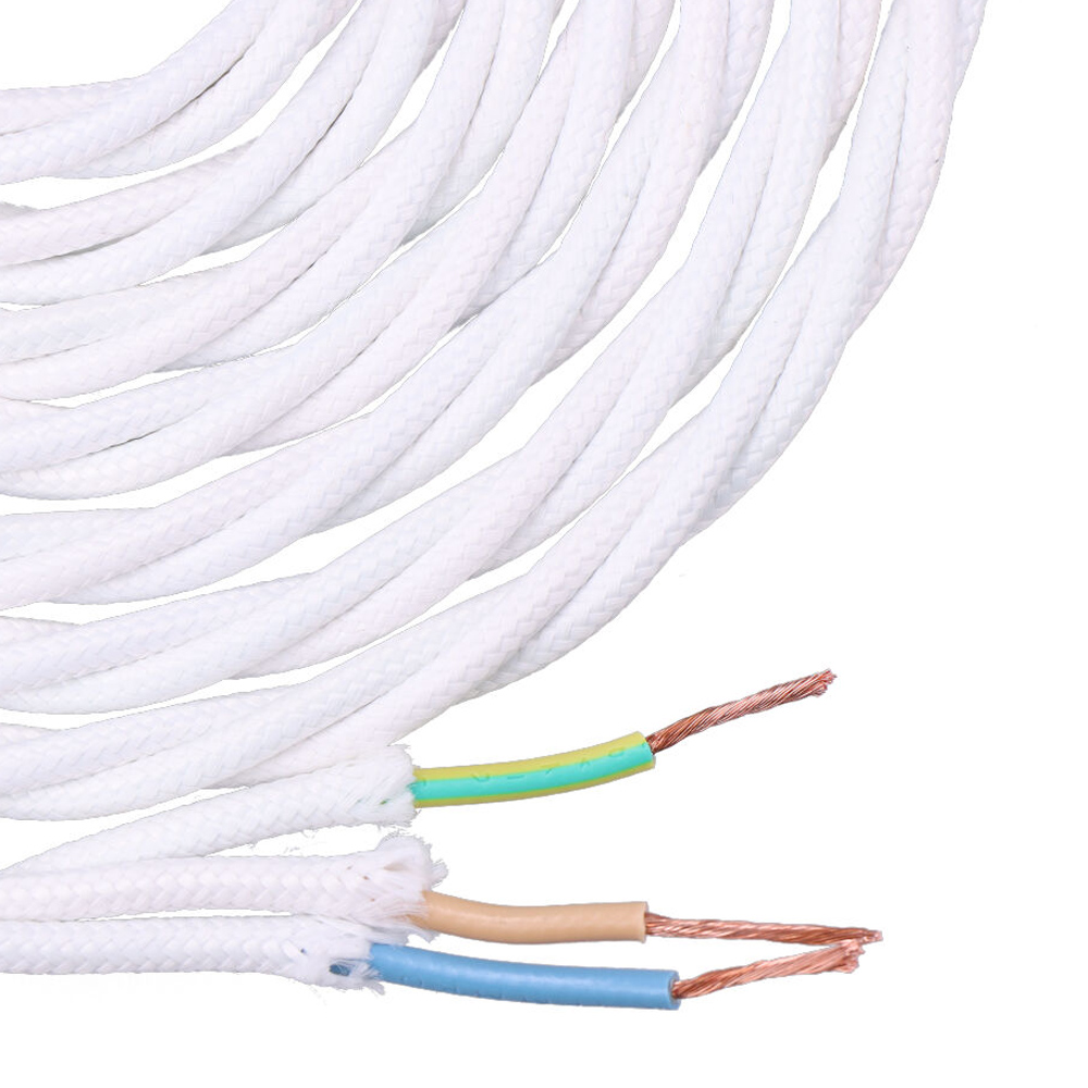Cabo paralelo têxtil trançado 3x1mm branco 5m