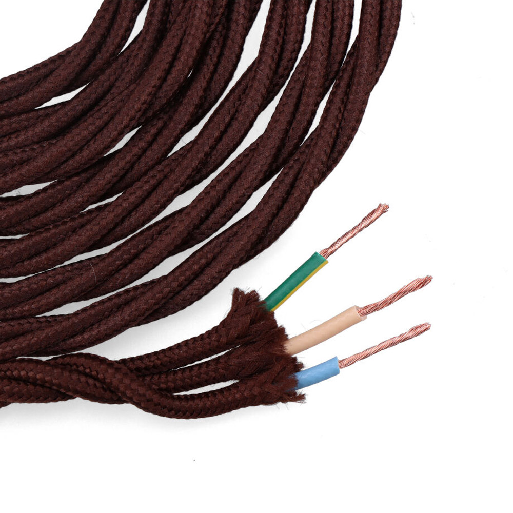 Cabo paralelo têxtil trançado 3x1mm castanho 5m