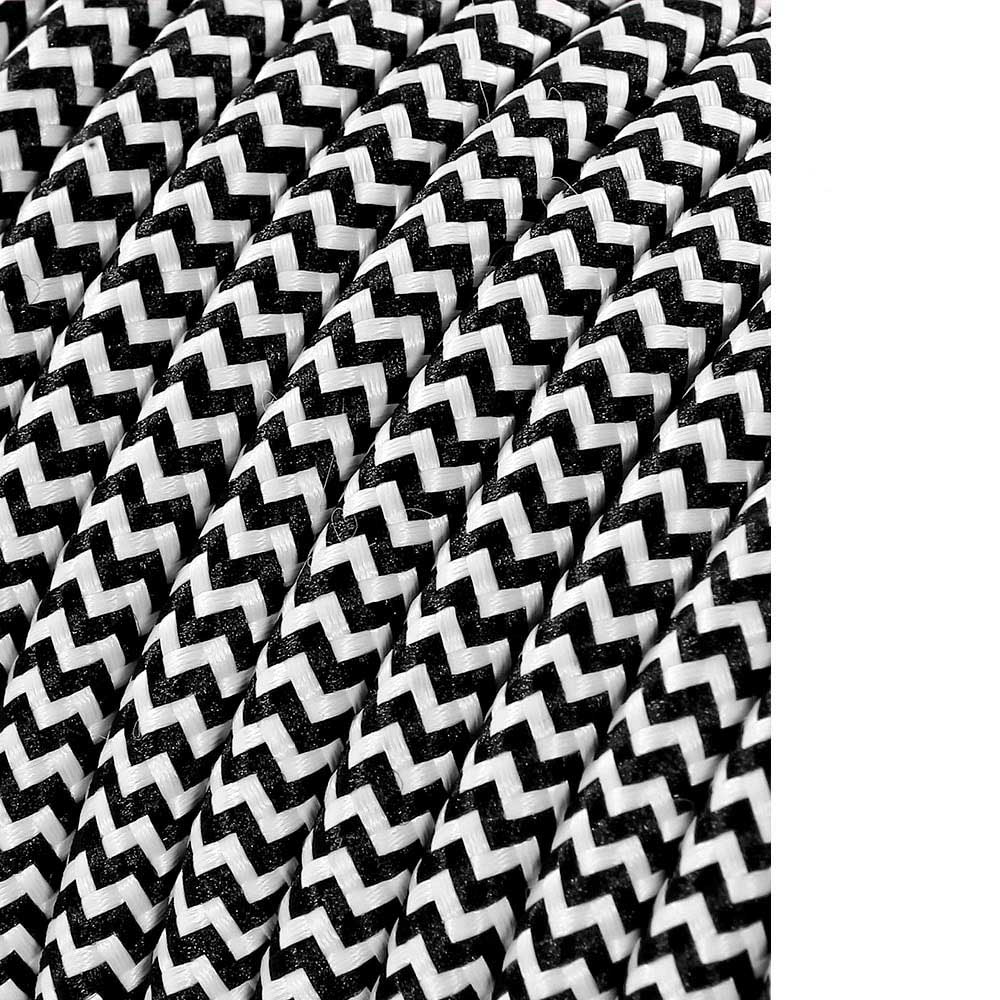 Cabo cordão tubular 2x0 75mm listrado branco e preto 25m euro/m
