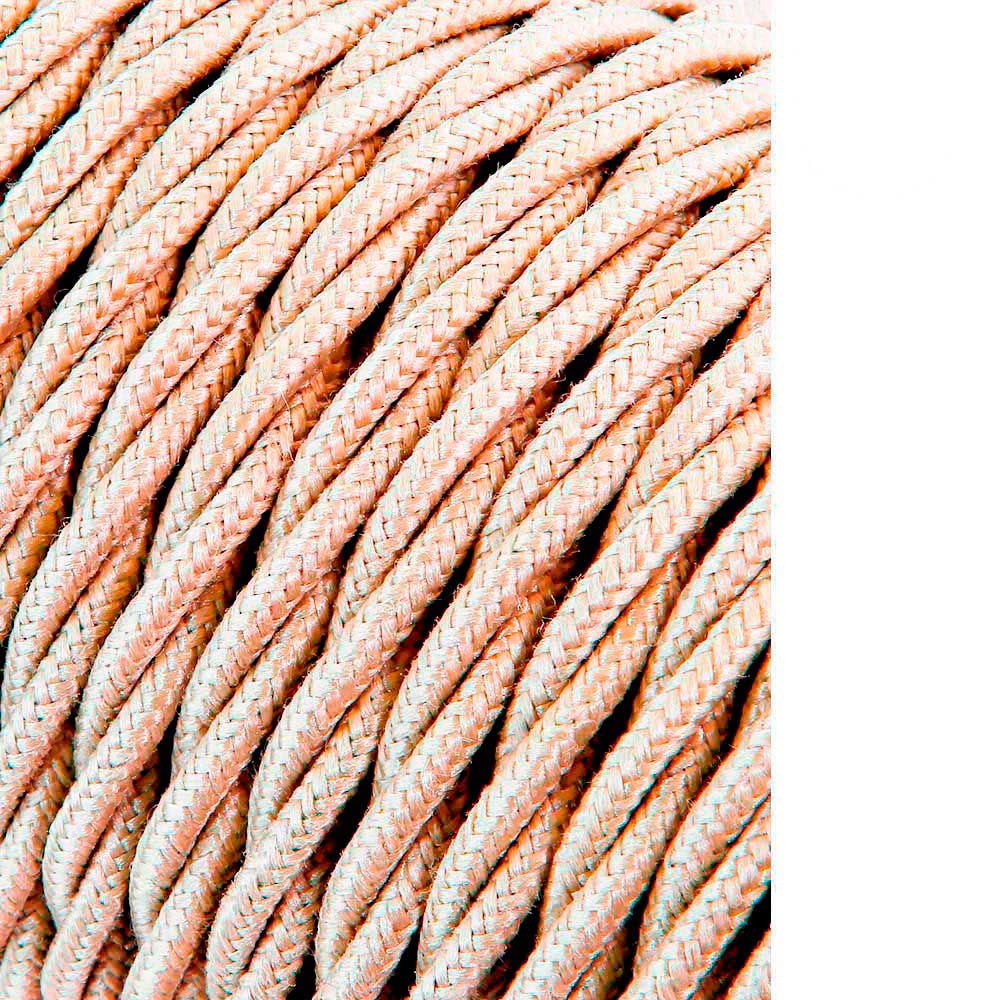 Cabo têxtil trançado 2x0 75mm c-15 seda bege 25m
