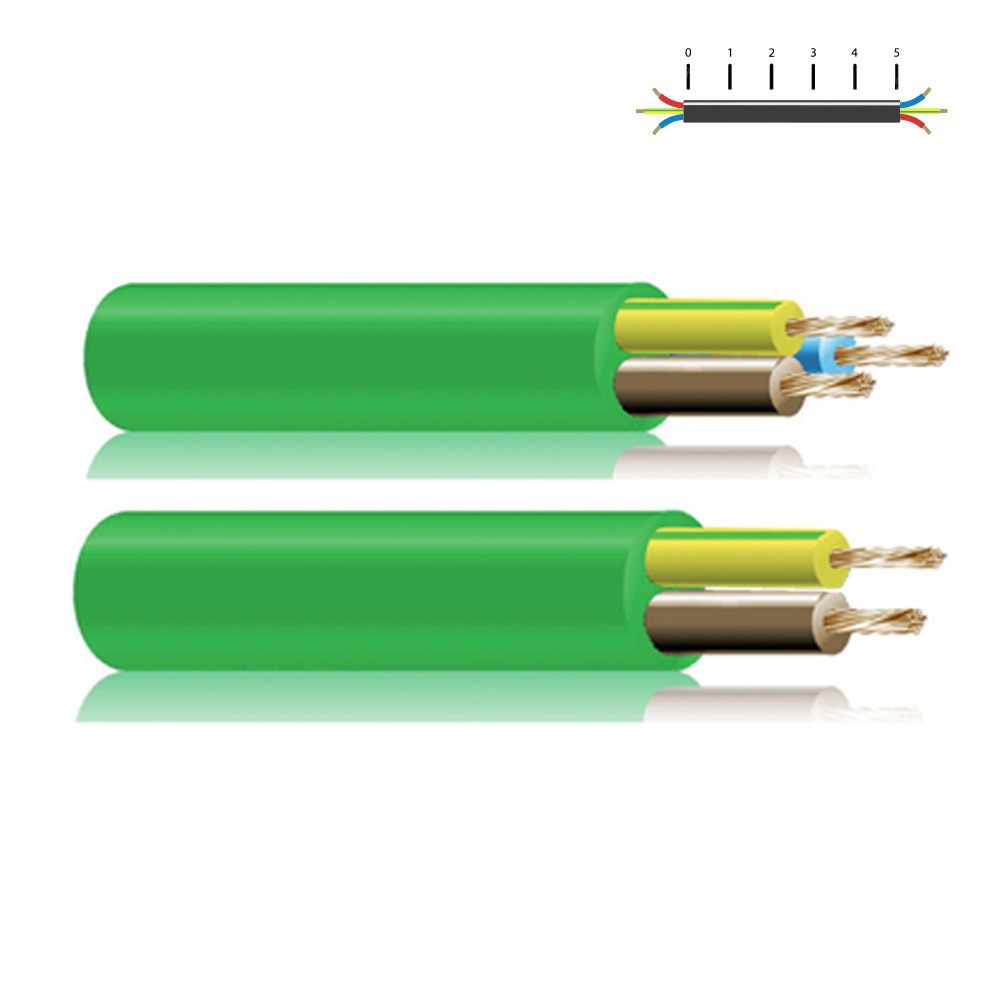 Cabo livre de halogéneos verde 3x1mm euro/mts