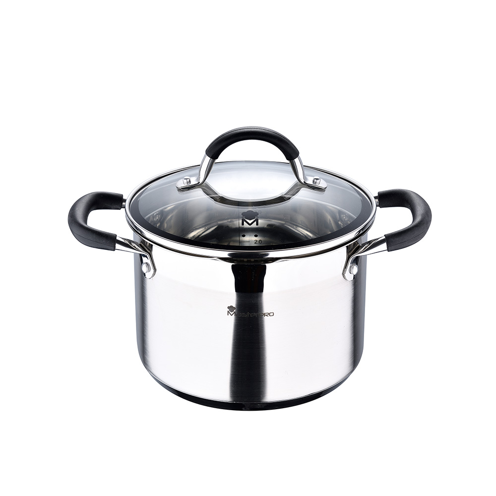Panela ø20x14cm 4l inox com tampa foodies bgmp-1505-bk masterpro