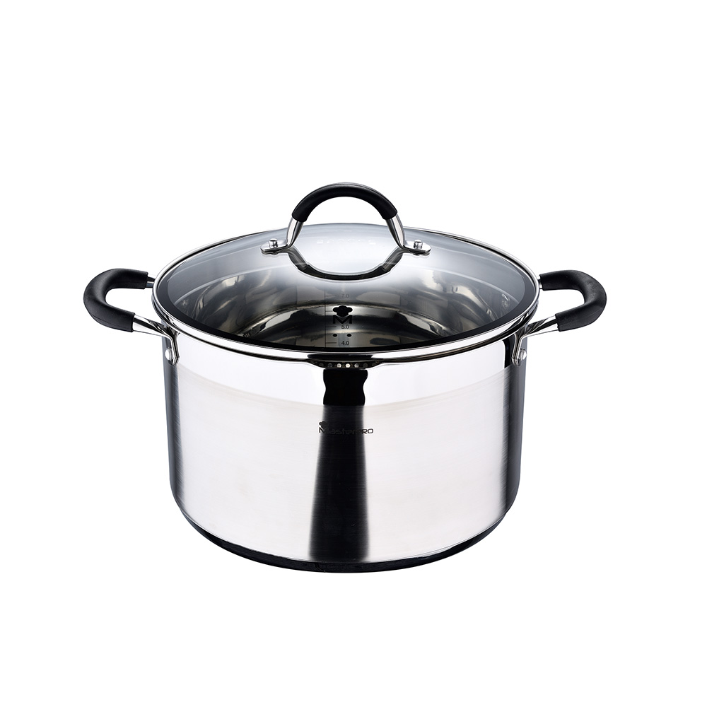 Panela ø28x16 5cm 9 5l inox com tampa foodies bgmp-1506-bk masterpro