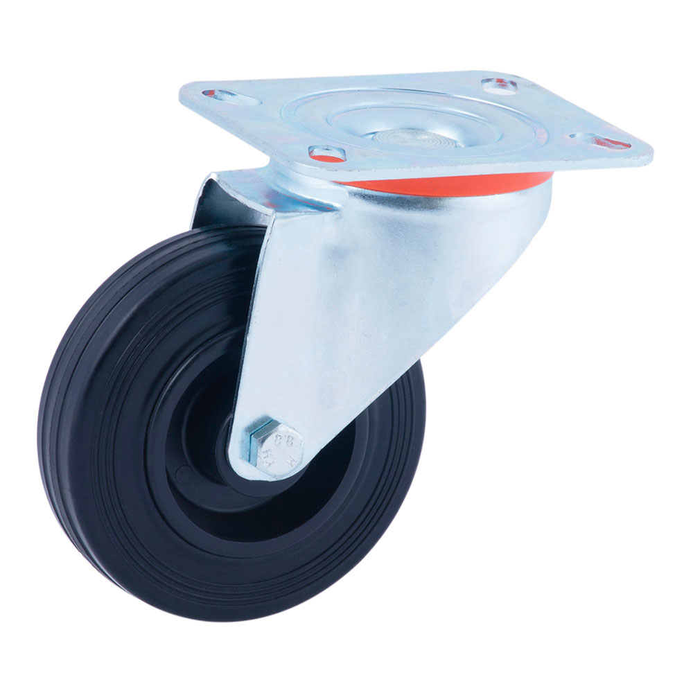 Roda giratória ø80mm (roda) borracha preta cr29466 afo