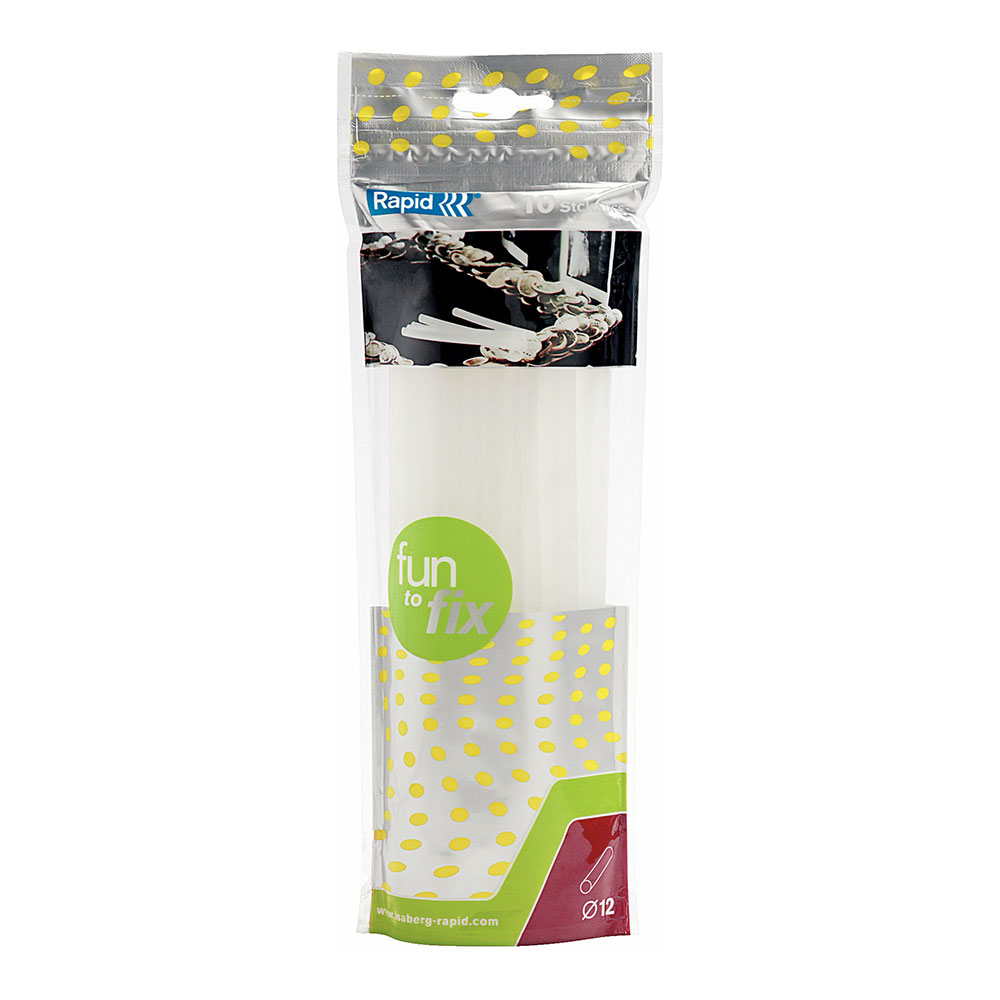 Saco 10 tubos de cola fun to fix transparente ø12x190mm 23499500 rapid