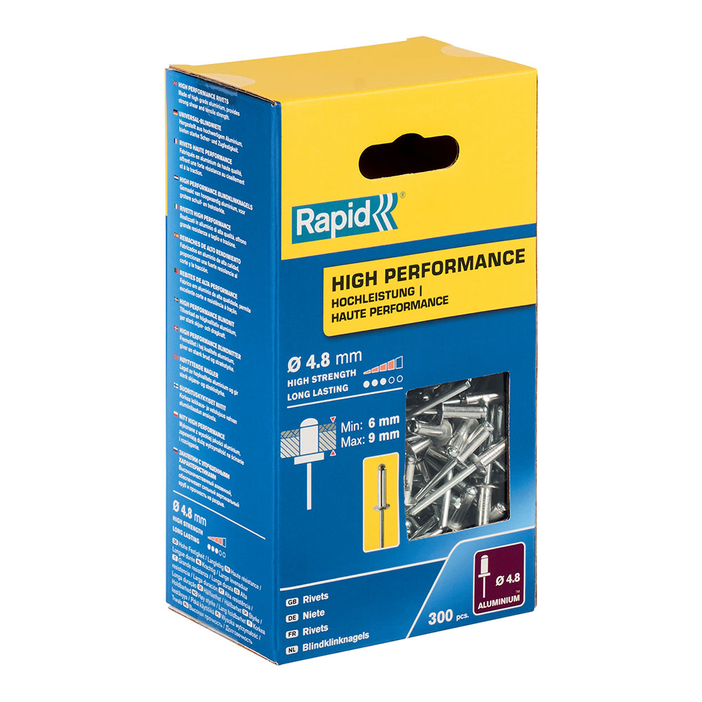 Caixa 300 rebites ø4 8x12mm - alto rendimento 5001436 rapid