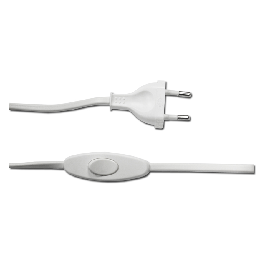 Cabo plano com interruptor 3a 1 5m 2x0 75mm branco edm