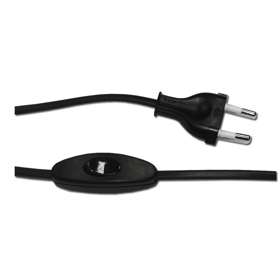 Cabo plano com interruptor 3a 1 5m 2x0 75mm preto edm