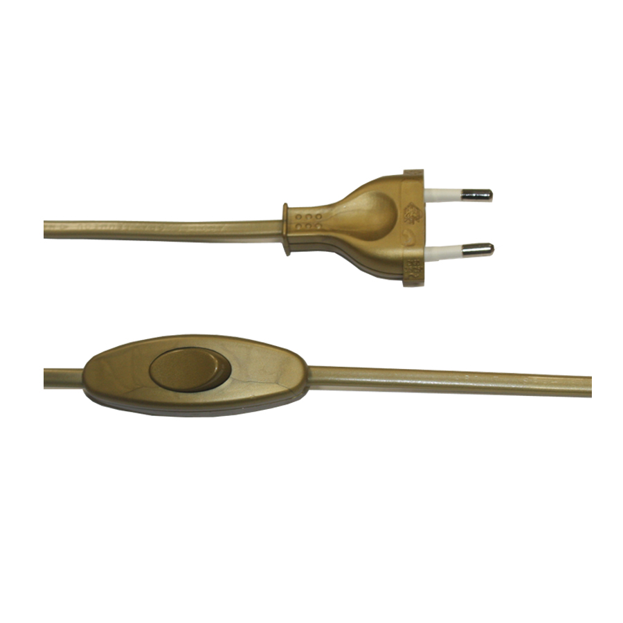 Cabo plano com interruptor 3a 1 5m 2x0 75mm dourado edm